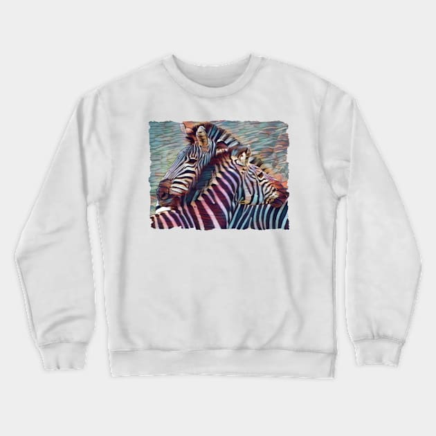 Zebras Crewneck Sweatshirt by PhotoArts